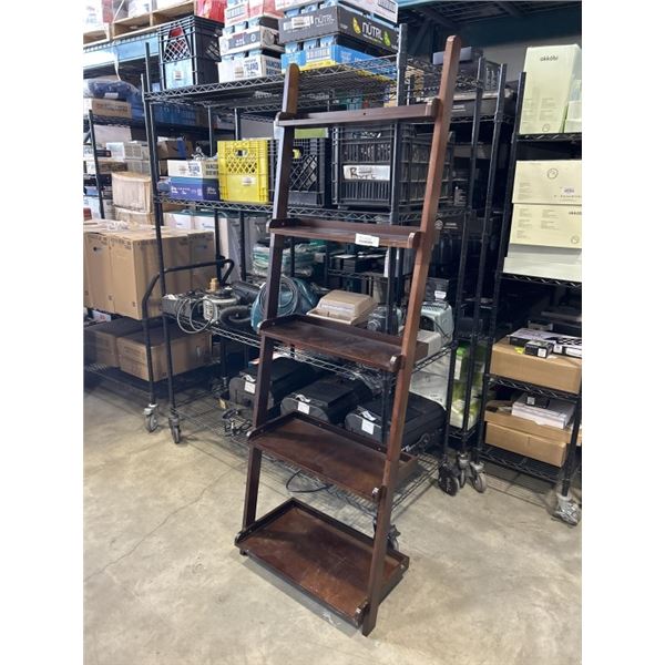6FT DARK FINISH LADDER STYLE BOOKSHELF
