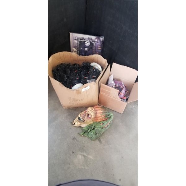 2 BOXES ASSORTED HALLOWEEN ITEMS, CARDS, DECORATIONS ETC