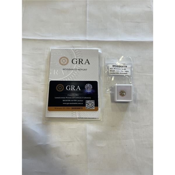 NEW 4.0 CT CHAMPAGNE MOISSANITE STONE, ROUND BRILLIANT CUT, VVS1, GRA REPORT, TESTS POSITIVE W/ DIAM
