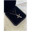 Image 2 : NEW 18K GOLD PLATED 32.0MM SIMULATED DIAMOND (CZ) CROSS NECKLACE 18" LONG