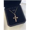 Image 3 : NEW 18K GOLD PLATED 32.0MM SIMULATED DIAMOND (CZ) CROSS NECKLACE 18" LONG