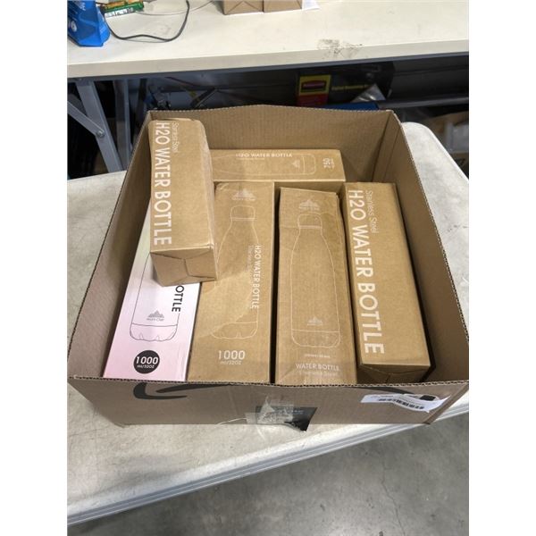 6 NEW ASSORTED STAINLESS STEEL WATER BOTTLES
