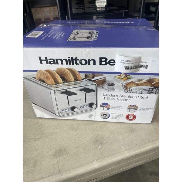 HAMILTON BEACH 4 SLICE MODERN  STAINLESS STEEL -TESTED WORKING