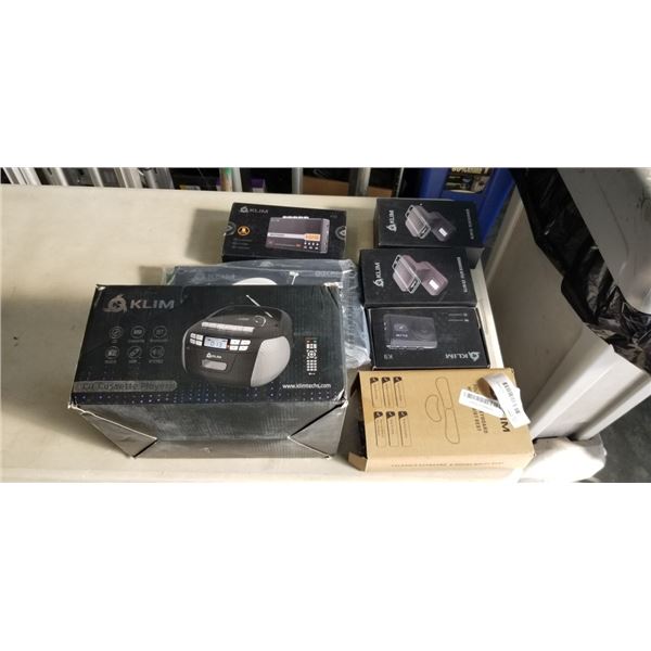 KLIM ITEMS INCLUDING 2 FILM SCANNERS, PORTABLE CD PLAYER CD- CASETTE PLAYER, FOLDABLE KEYBOARD MOUSE