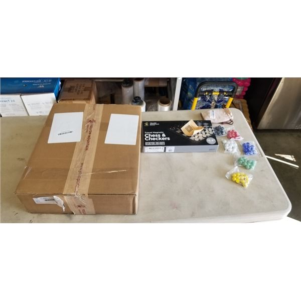 YELLOW MOUNTAIN CHINESE MAHJONG SET, TRAVEL MAGNETIC CHESS & CHECKERS, AND MARBLES