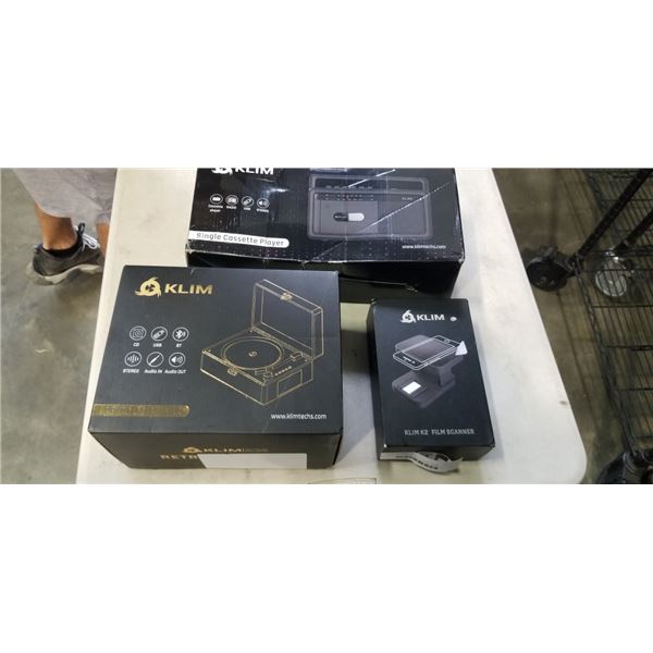 KLIM SINGLE CASETTE PLAYER, KLIM RETRO CD PLAYER, AND KLIM K2 FILM SCANNER