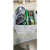 Image 1 : BOX OF SPORTS BALLS, PORTABLE VACUUM PATIO DOOR HANDLE AND MORE