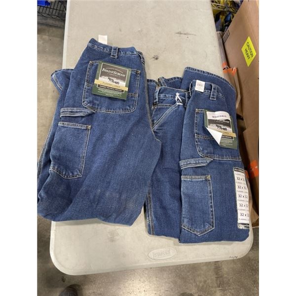 2 NEW PAIRS FIELD & STREAM 32 X 32 FLANNEL LINED AUTHENTIC WORKWEAR JEANS