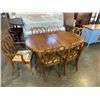 Image 1 : FRUITWOOD WALNUT DINING TABLE WITH 6 CHAIRS, ONE IS CAPTAINS CHAIR