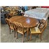 Image 2 : FRUITWOOD WALNUT DINING TABLE WITH 6 CHAIRS, ONE IS CAPTAINS CHAIR
