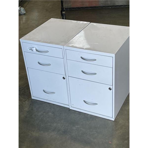2 THREE DOOR METAL CABINET