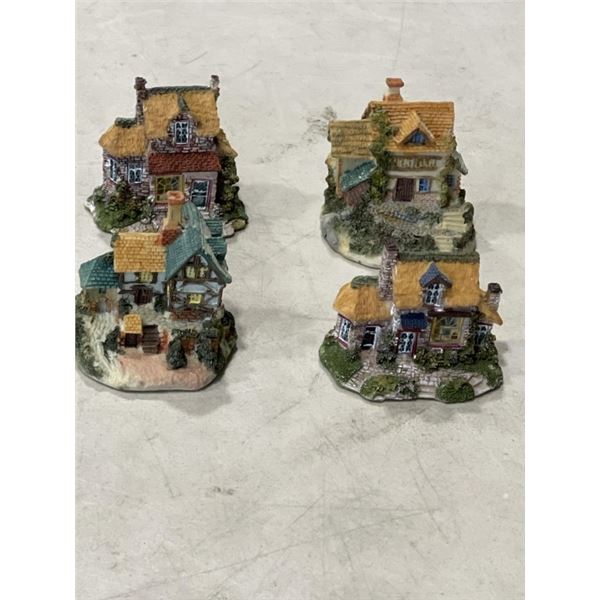 4 VINTAGE MINIATURE CHRISTMAS VILLAGE BUILDINGS