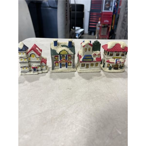 4 VINTAGE MINIATURE CHRISTMAS VILLAGE BUILDINGS