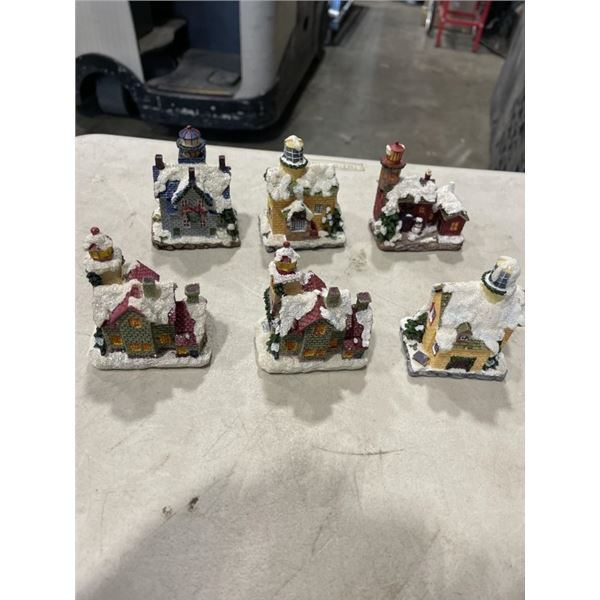 6 VINTAGE MINIATURE CHRISTMAS VILLAGE BUILDINGS