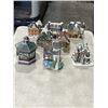Image 1 : 8 VINTAGE MINIATURE CHRISTMAS VILLAGE BUILDINGS