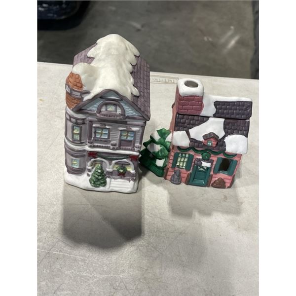 TWO 3 PIECE VINTAGE CHRISTMAS MINIATURE BUILDINGS