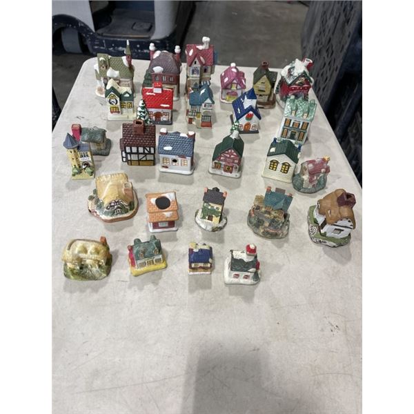 27 VINTAGE MINIATURE CHRISTMAS VILLAGE BUILDINGS