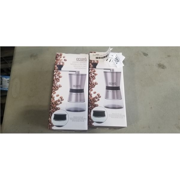 2 BRAND NEW EPARE COFFEE GRINDERS W/ BEAN STORAGE