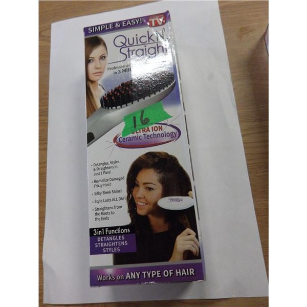 NEW:  QUICK 'N STRAIGHT HAIR BRUSH AS SEEN ON TV (MSRP $35.00)