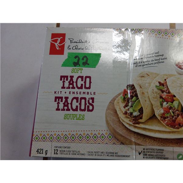 SHELF PULLS (AS IS):  BOX C/W  ORIGINAL SOFT TACO KITS, 1 KOREAN TACO KIT