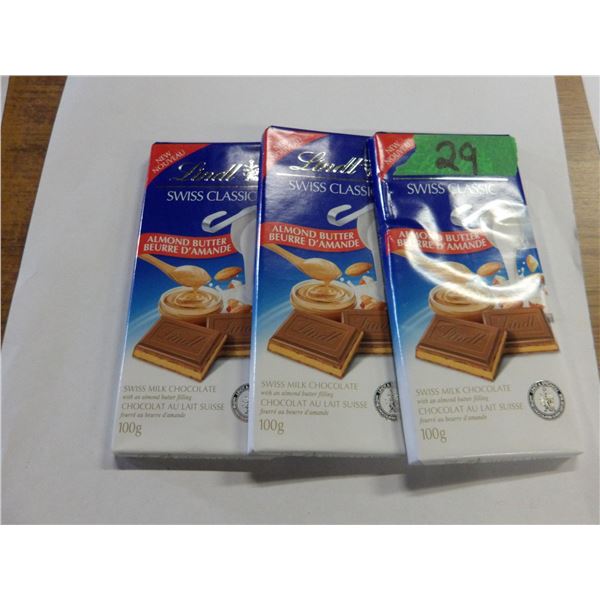 SHELF PULLS (AS IS):  SWISS MILK CHOCOLATE BARS (100G) - 3 BOXES