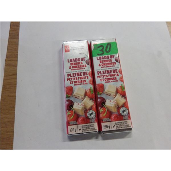SHELF PULLS (AS IS):  LOADS OF BERRIES & CHERRIES BARS WITH CHOCOALTE (100G) - 2 BOXES