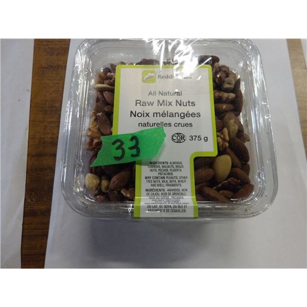 SHELF PULLS (AS IS):  RAW MIXED NUTS (375G) - 2 CONTAINERS