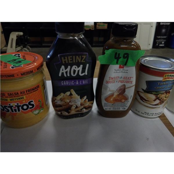 SHELF PULLS (AS IS):  BOX C/W 7 ASSORTED JARS & TINS OF GROCERIES (AS PICTURED)
