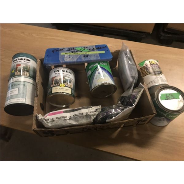 FLAT C/W ASSORTED PAINTS & SPRAYS