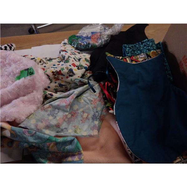 UNCLAIMED STORAGE:  BOX C/W ASSORTED UNFINISHED SEWING PROJECTS