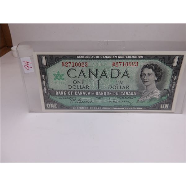 1967 UNCIRCULATED CANADA CENTENNIAL $1 BILL