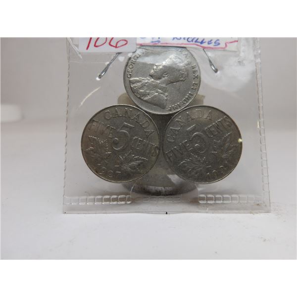 1927, 1931 & 1936 CANADA KING GEORGE V NICKEL SET
