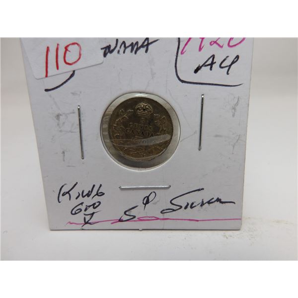 1920 AU CANADA KING GEORGE V SILVER FIVE CENT