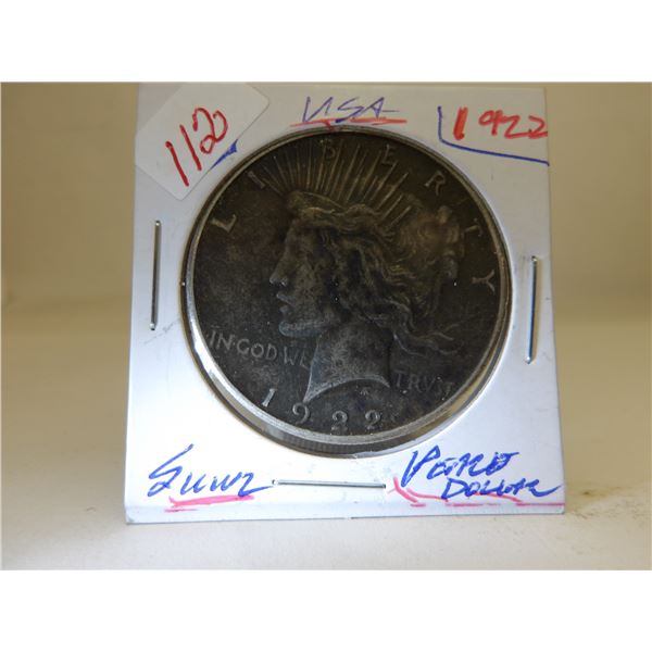 1922 USA SILVER PEACE DOLLAR