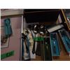 Image 7 : SHELF PULLS (AS IS):  SILVERWARE, TINS, PICTURES, ETC