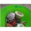 Image 4 : ESTATE:  GREEN TUB C/W MISC ITEMS AS SHOWN