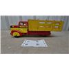 Image 1 : Vintage Marx Manufacturing Co. Pressed Steel Stake Truck, Red and Yellow, Late 1940s-Early 1950s