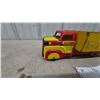 Image 2 : Vintage Marx Manufacturing Co. Pressed Steel Stake Truck, Red and Yellow, Late 1940s-Early 1950s