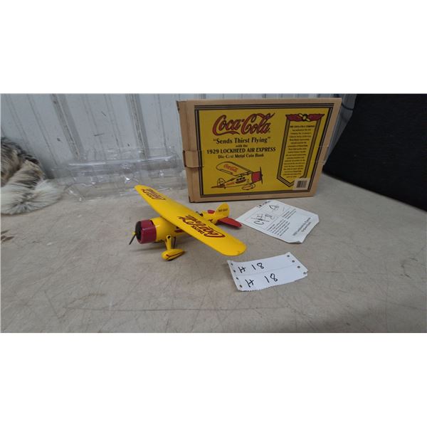 Ertl Coca-Cola "Sends Thirst Flying" 1929 Lockheed Air Express Die-Cast Coin Bank in Box