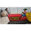 Image 2 : Vintage Marx Tin Litho Wind-Up Tracked Tractor with Dump Bed and Driver, 1950s 14” Working