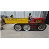 Image 6 : Vintage Marx Tin Litho Wind-Up Tracked Tractor with Dump Bed and Driver, 1950s 14” Working