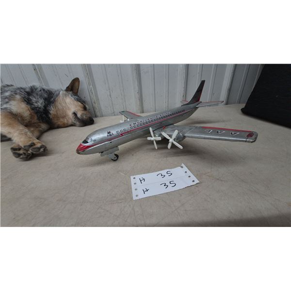 Vintage 1950s Bandai American Airlines Douglas DC-7 Tin Friction Toy Airplane
