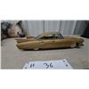 Image 3 : Vintage Japanese Tinplate 1959 Cadillac Sedan Toy Car in Gold With Tail Fins, 11”