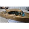 Image 7 : Vintage Japanese Tinplate 1959 Cadillac Sedan Toy Car in Gold With Tail Fins, 11”