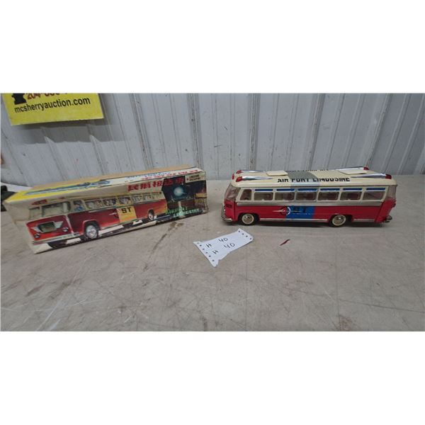 Vintage Shanghai Toys ST-529 Airport Limousine Tinplate Friction Bus, Red and Cream, 14.6”