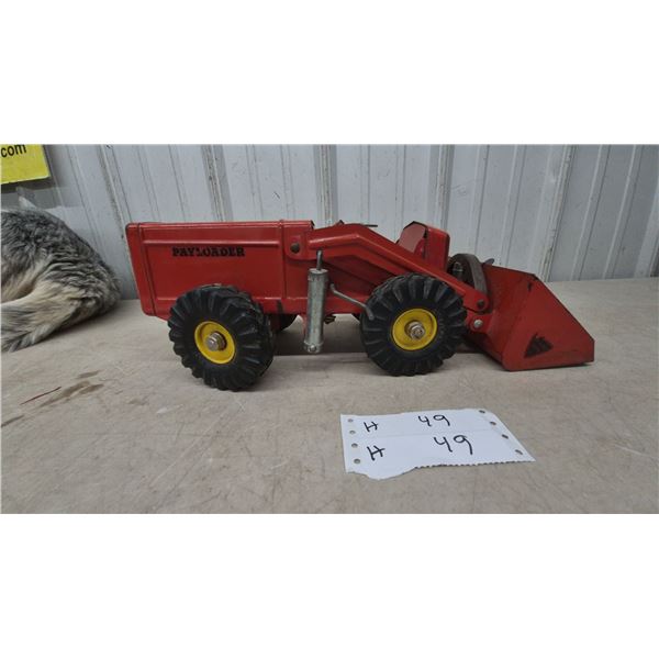Vintage Nylint International Harvester Payloader Pressed Steel Toy Wheel Loader, Red, 17” 1950s