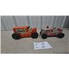 Image 1 : Marx Tin Litho Toy Tractors: Orange Caterpillar Diesel and Gray/Pink Streamlined Number 5