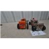 Image 7 : Marx Tin Litho Toy Tractors: Orange Caterpillar Diesel and Gray/Pink Streamlined Number 5