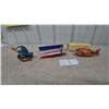 Image 1 : Vintage Tin Wind-Up Toys, Whale Eating Fish, Sea Cat Felix Speedboat and Duck