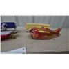 Image 2 : Vintage Tin Wind-Up Toys, Whale Eating Fish, Sea Cat Felix Speedboat and Duck
